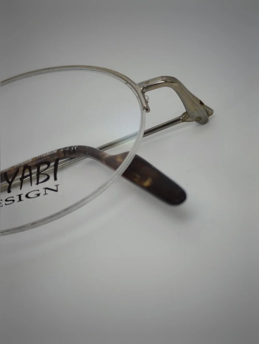 Miyabi. Kairi project. Silver Oval Beta ẞ Titanium Glasses. Semi Rimless. 1990s